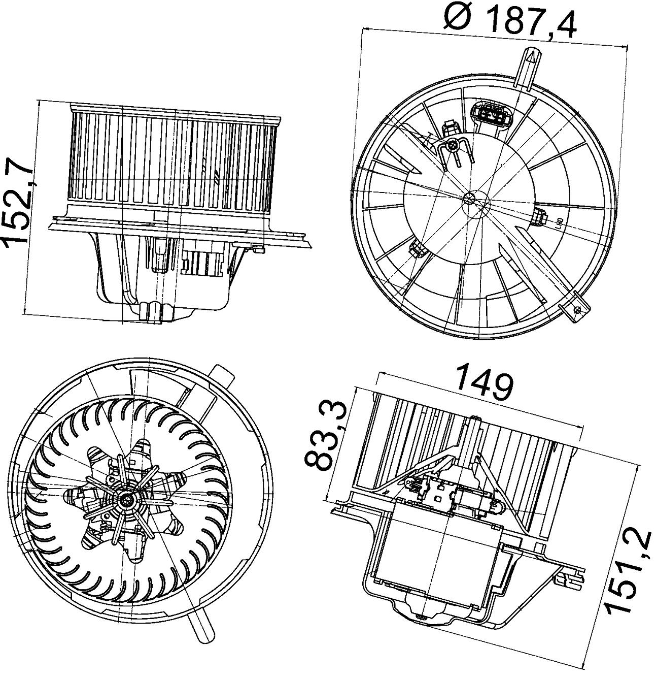 VW Heater Fan Motor 1K1819015F - Behr 351043211